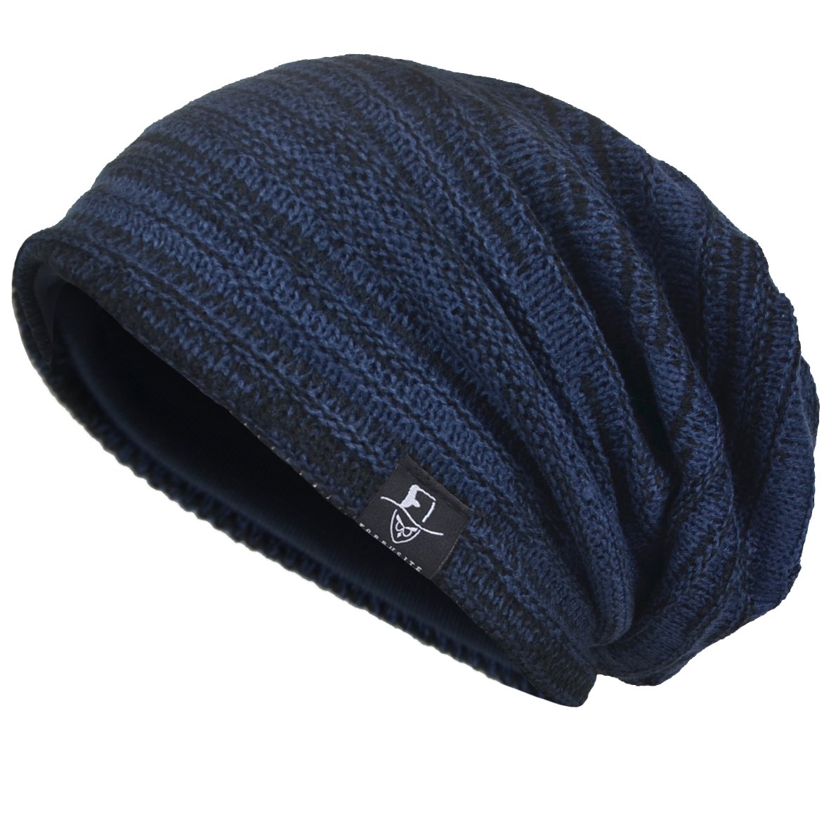 VECRY Mens Slouchy Knit Oversized Beanie Skull Caps Artistic Hats (Navy)