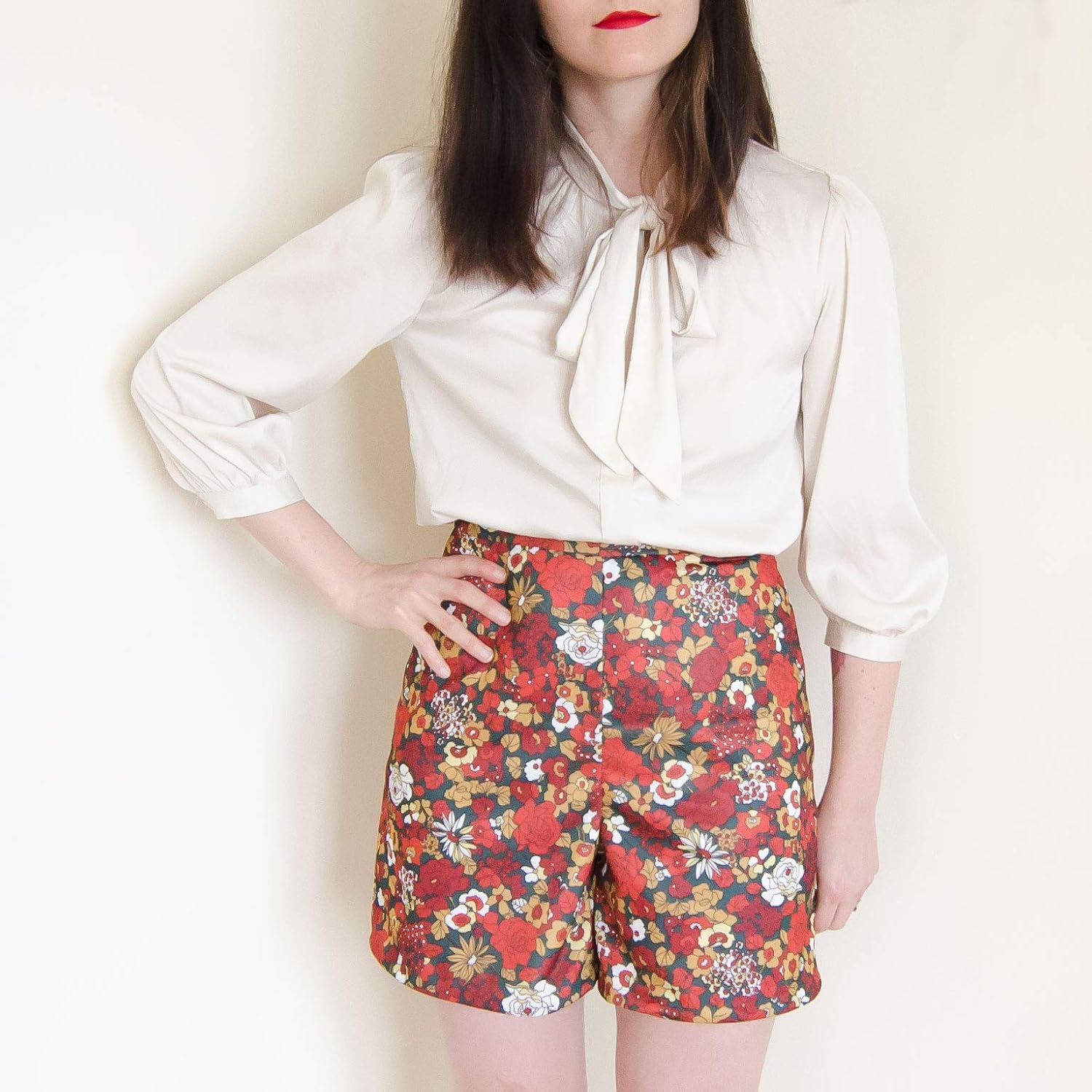 high waisted fabric shorts