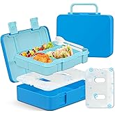 JOOPETALK Chill Bento Lunch Box for Kids Adult with Ice Pack,6-Compartment Reusable Leak-proof Lunch Container for Girls Boys to School,Keep Food Cold&Fresh,Dishwasher & Freezer Safe