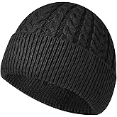 CHATSZ Winter Beanie Hat, Knit Cuffed Roll-up Elastic Edge Skullcap, Unisex Ski Warm Cap for Men Women