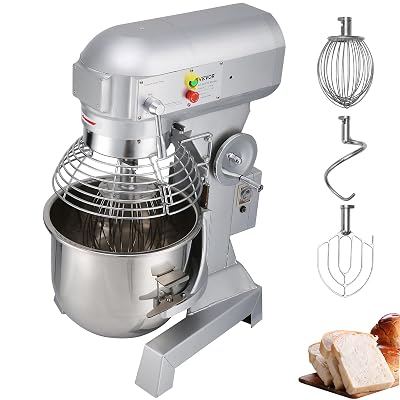 Happybuy 10Qt Commercial Food Mixer with Timing Function， Commercial Mixer 500W Stainless Steel Bowl Heavy Duty Electric Food Mixer Commercial with 3 Speeds Adjustable, Perfect for Bakery Pizzeria