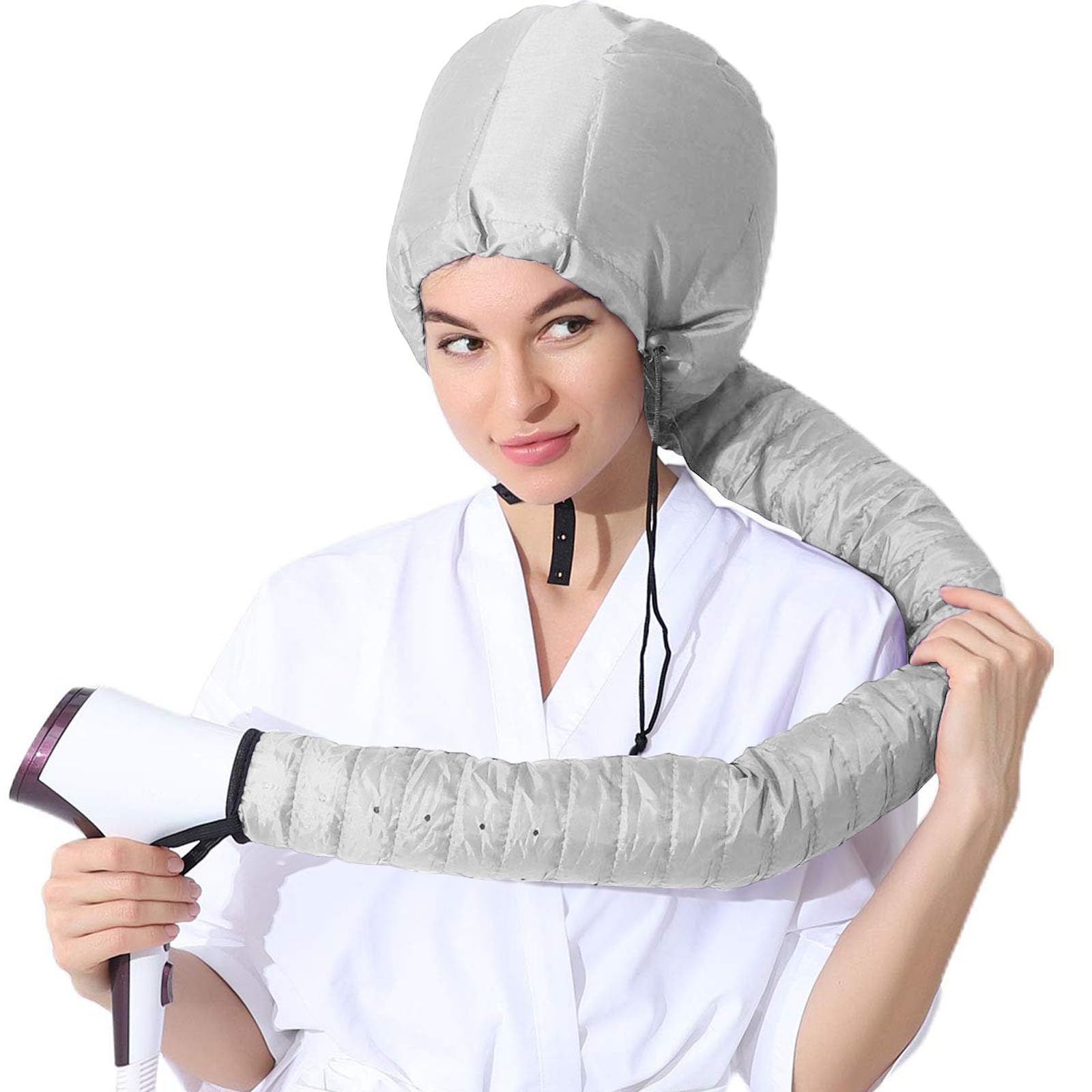 Bonnet Hood Hair Dryer for Home,Drying Cap Hair Steamer,Portable Hair Dryer Hood Bonnet with Elastic Band for Hair Styling,Deep Conditioning and Drying (Sliver)