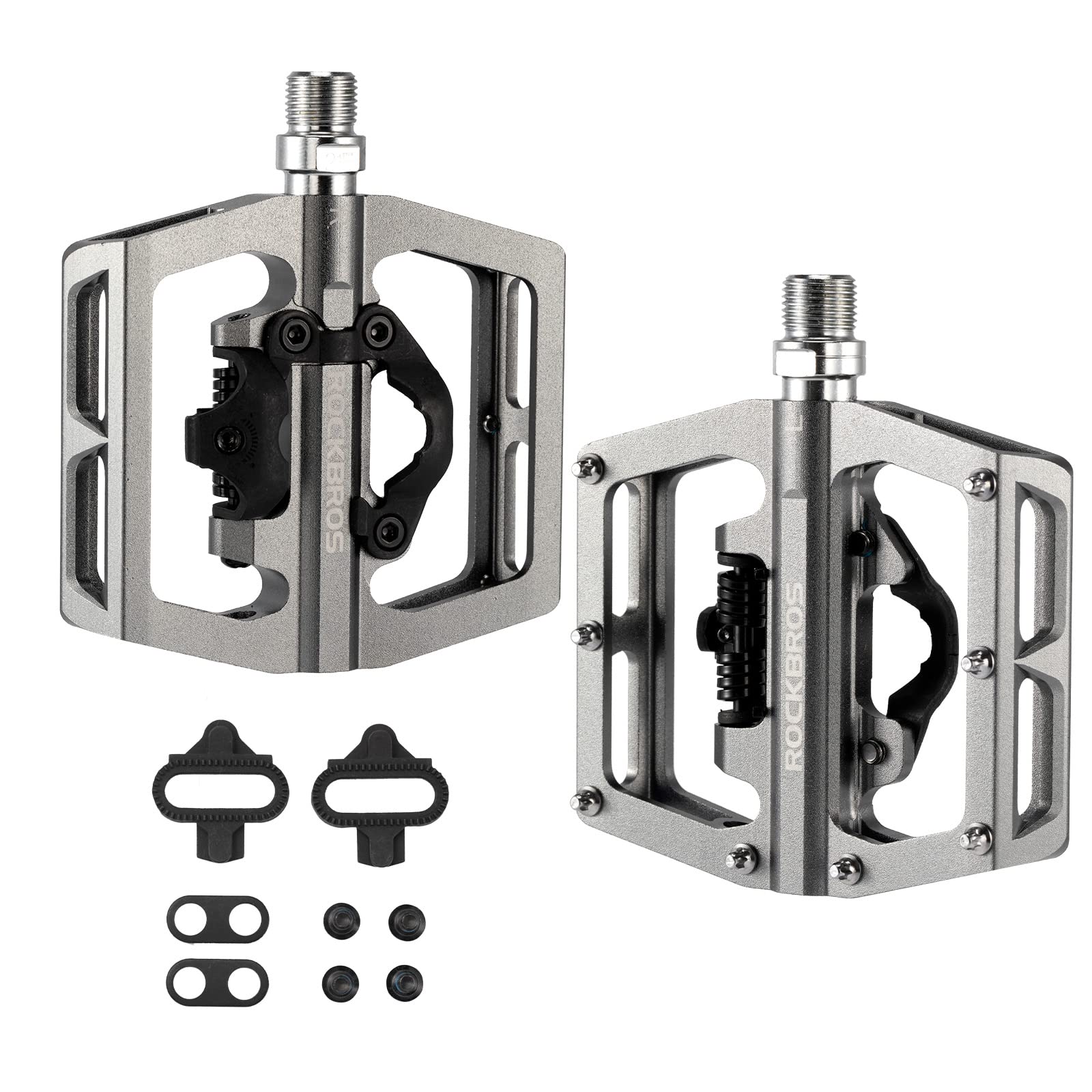 ROCKBROS Bicycle Pedals Aluminum Non-Slip SPD Pedals/Platform Pedals 9/16 inch for MTB Road Bike Black/Red/Blue/TI