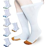 SYOLLAVE Women Diabetic Socks Extra Wide Non Binding Neuropathy Bariatric Sock Edema Lymphedema Sox 6 Pairs Crew