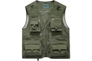IBIH Mens Outdoor Vest Breathable Quick-Dry Fishing Vest Work Camping Hiking Utility with 14-Pocket