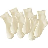 Hstyle 6 Pairs of Ruffle Socks Women, Cute Ruffle Ankle Socks