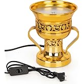 Xisakaca Electric Incense Burner, Arabian Style Electric Incense Holder, Middle Eastern Tabletop Decorative Censer for Yoga Spa Home Office Christian Church Decor, US Plug (Gold)