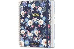 VALOME 2026 Planner, Weekly and Monthly Calendar Planner, Academic Daily Agenda (Jan 2026 - Dec 2026), Hardcover Planning Notebook for Office Accessories and School Supplies, Blue Flower