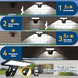 JESLED Solar Lights Outdoor 90 LEDs Motion Sensor 3 Color Temps USB Charge view 3