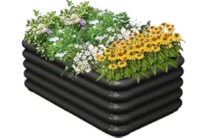 Tigerden Raised Garden Bed Kit for Outdoor, PP Material Planter Boxes 3.0x1.8x1.0ft, Large Garden Box Flower Bed with Easy Assembly, Gardening Containers for Vegetables, Flowers, Herbs, Black