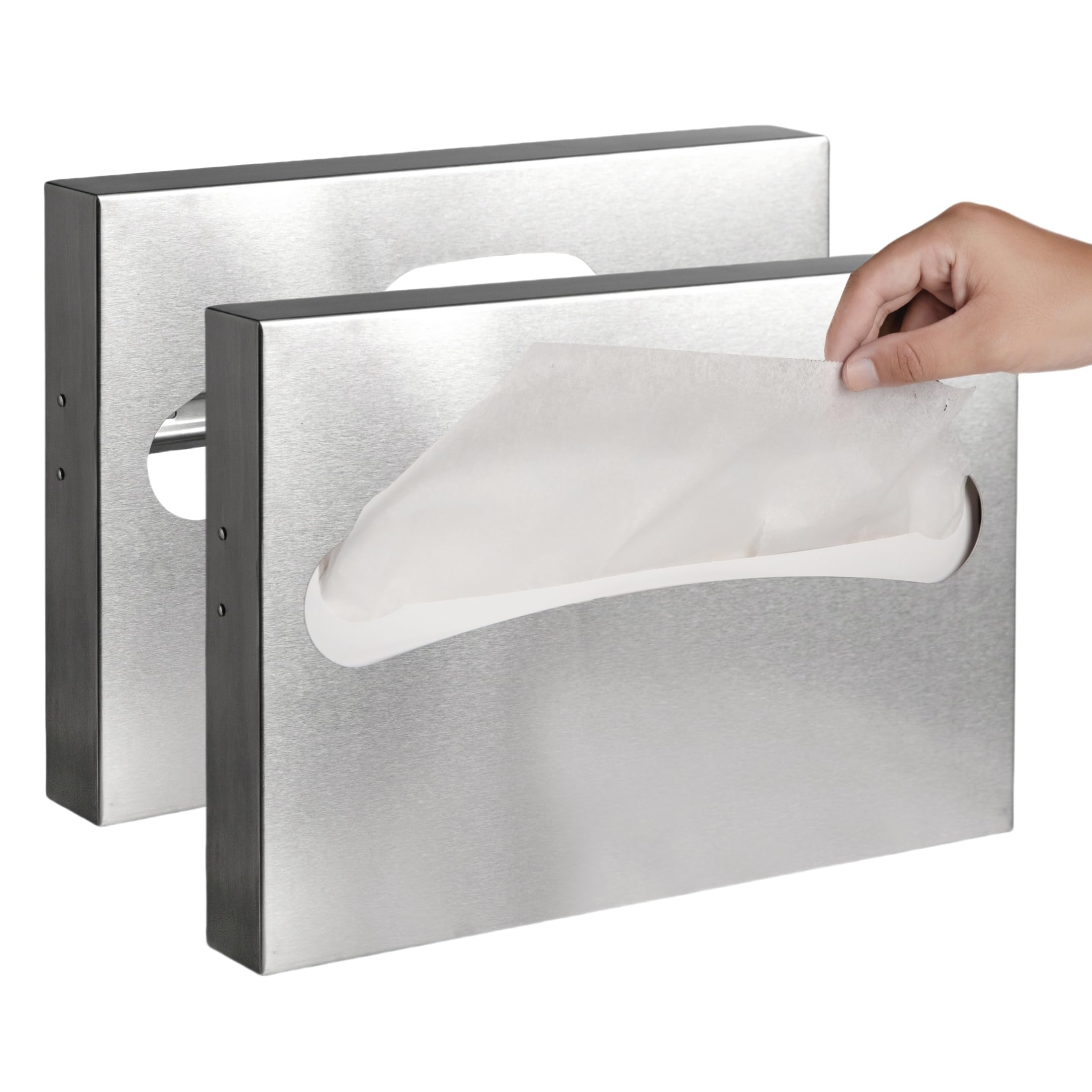 Photo 1 of Desyeryamimi 2 Pack Toilet Seat Cover Dispenser,Commercial Stainless Steel Brushed Toilet Seat Cover Holder for Disposable Toilet Seat Covers Wall Mount for Bathroom Restroom