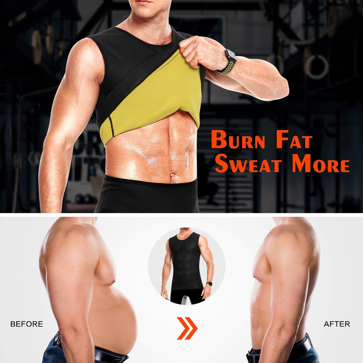 Cimkiz Sauna Vest for Man Neoprene Sweat Vest Weight Lose Sweat : Clothing