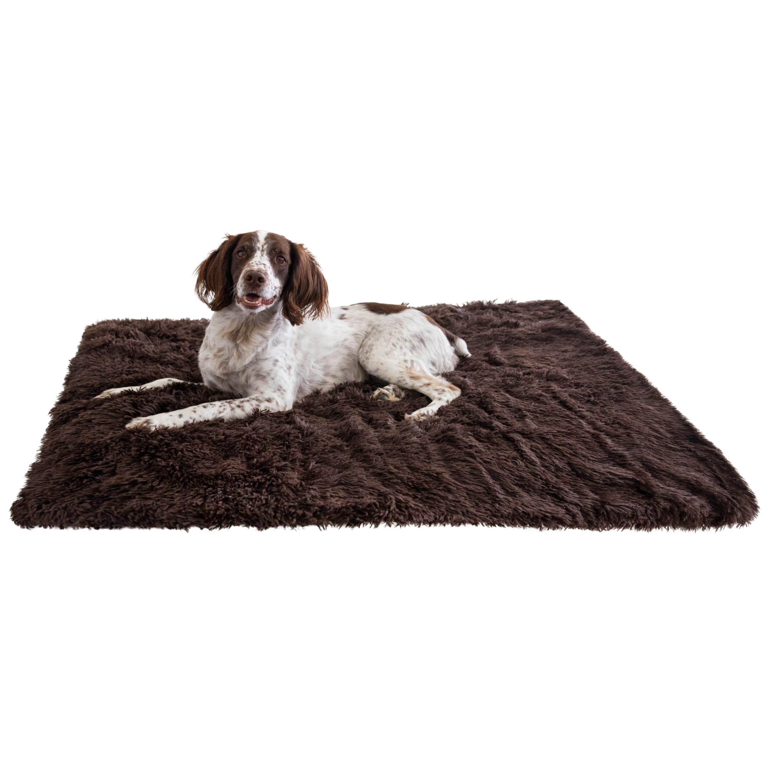 Photo 1 of Best Friends by Sheri Calming Shag Dog Blanket – Ultra Soft Faux Fur Pet Throw, Anxiety-Relief, Lightweight Warm Bed Cover for Dogs and Cats, Machine Washable, Dark Brown, 40" x 50"