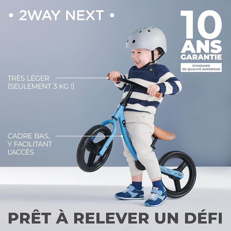 Kinderkraft 2WAY Next Draisienne en Métal, Vélo sans Pédale, Velo Bebe, Guidon Réglables, Durable, Accessoires, De 2 Ans jusqu'à 35 kg, Bleu