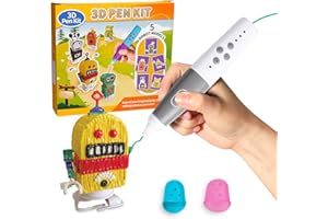 Kretrum 3D Pen for Kids Low Temperature 3D Printing Pen Kit with Robot Stencils Robot Base Finger Protectors 1.75mm PCL Filam