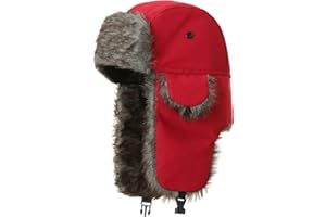 CHXLQQX Ushanka Hat for Men Women Faux Fur Trapper Hat with Ear Flaps, Windproof Waterproof Russian Hats