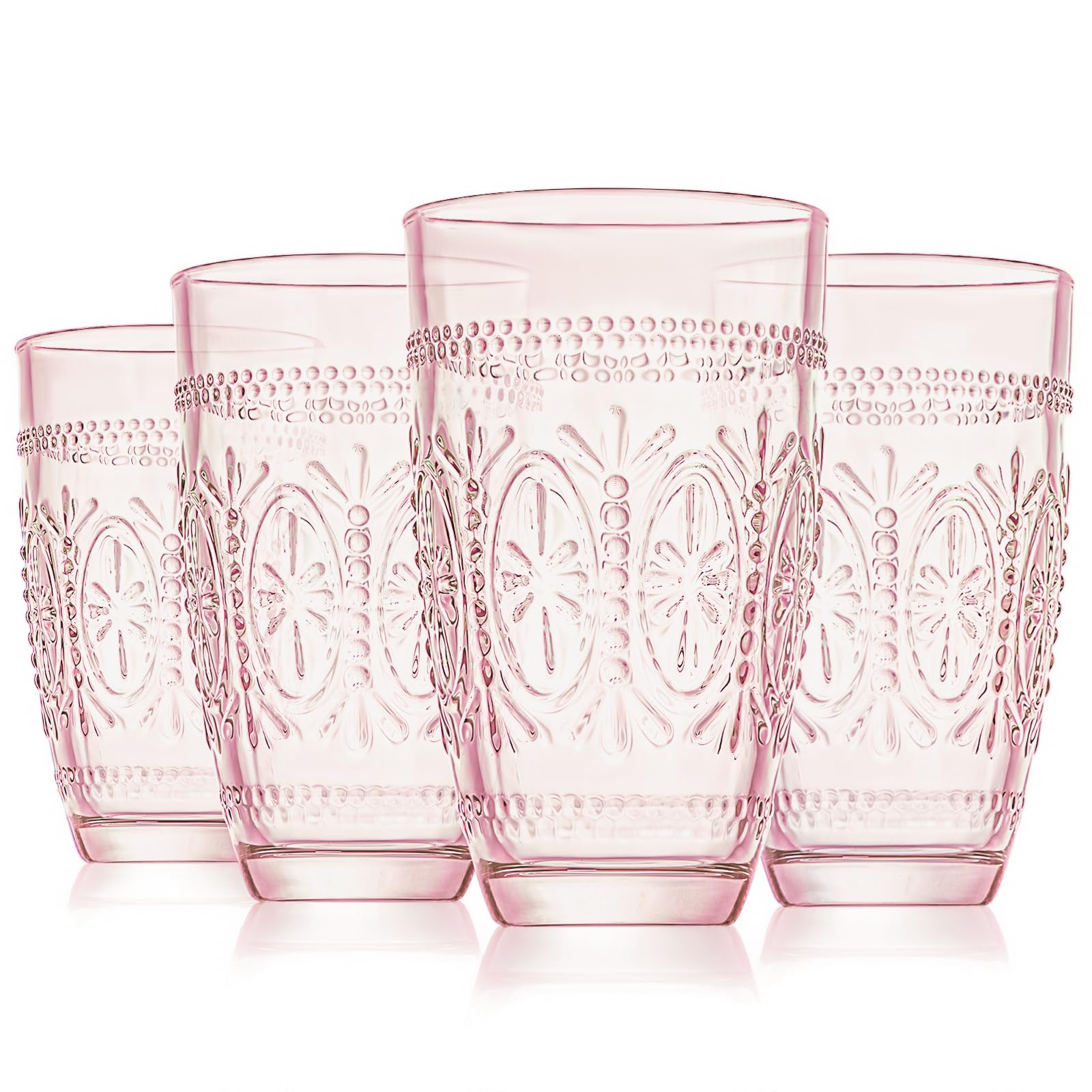Photo 1 of CREATIVELAND Drinking Glasses,Water Drinking Glass (Pink, 15.5)