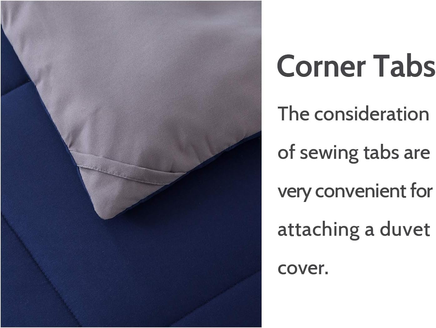 Cosybay Reversible Down Alternative Comforter Grey/Blue - Corner Duvet Tabs- Double Sided & Lighweight -All Season Duvet Insert-Stand Alone Comforter – Queen Size（88×92 Inch）: Kitchen & Dining