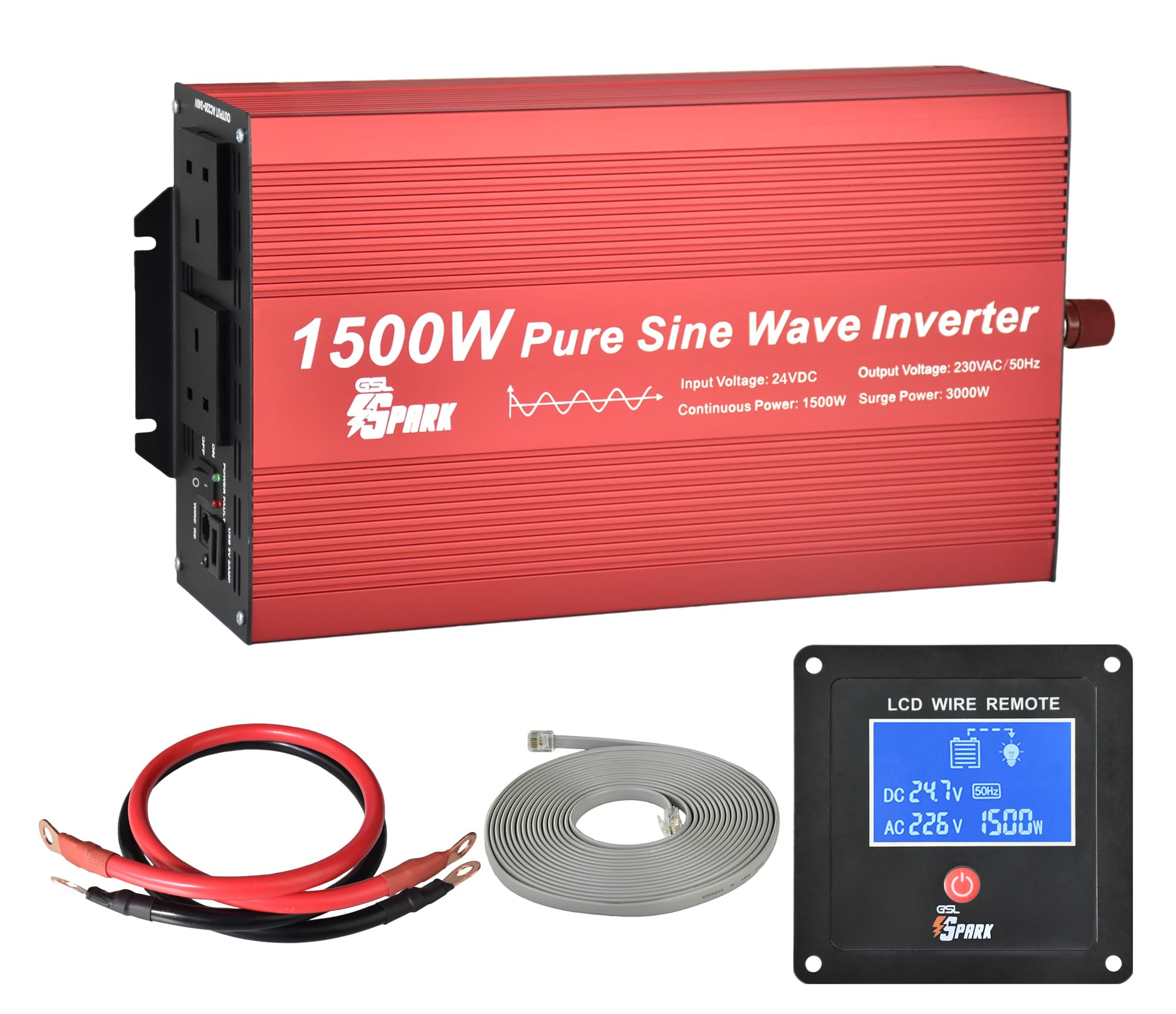 Spark 1500 watt pure sine wave power inverter 24v 3000W peak