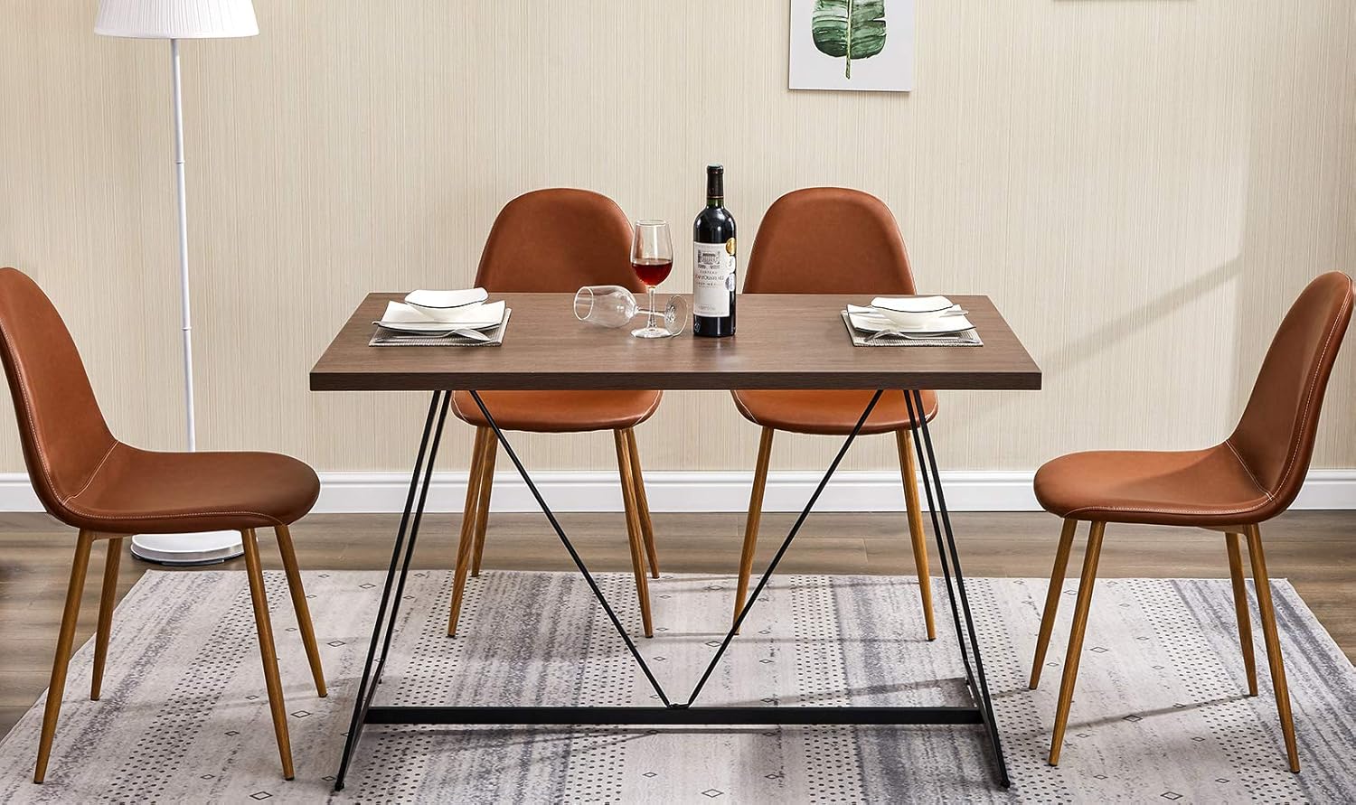 GreenForest 47" L x 29.52" W Kitchen Dining Table Computer Desk, Industrial Modern Kitchen Room Table for 4-6 People, Wooden Leisure Coffee Table, Walnut - Tables
