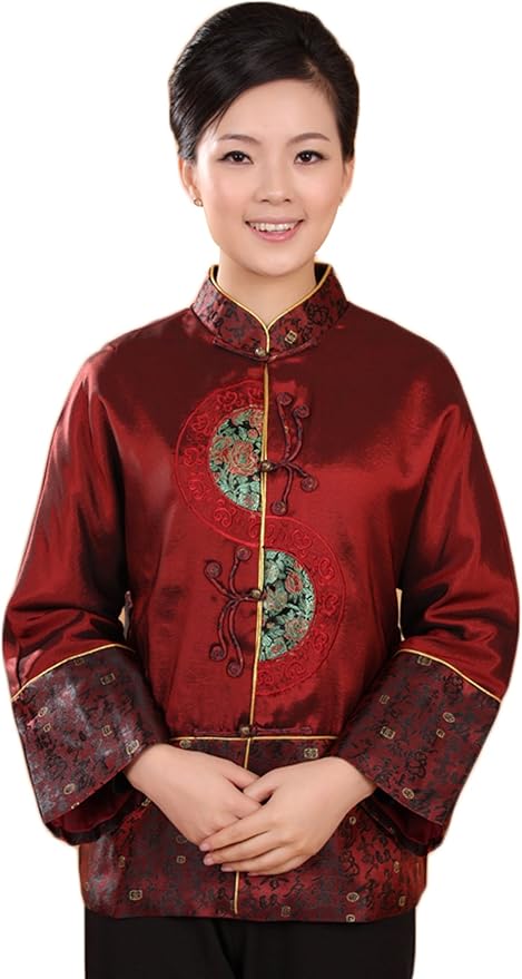 Amazon.com: TOMSUIT Elegant Red Mandarin Collar Tangzhuang Chinese