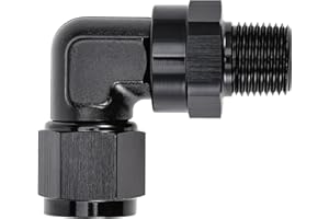 EVIL ENERGY 8AN Female to 3/8" NPT Pipe Swivel 90 Degree Adapter Fitting Black Aluminum