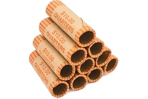 CAROUSELCHECKS Preformed Quarter Coin Wrappers, Bundle of 100