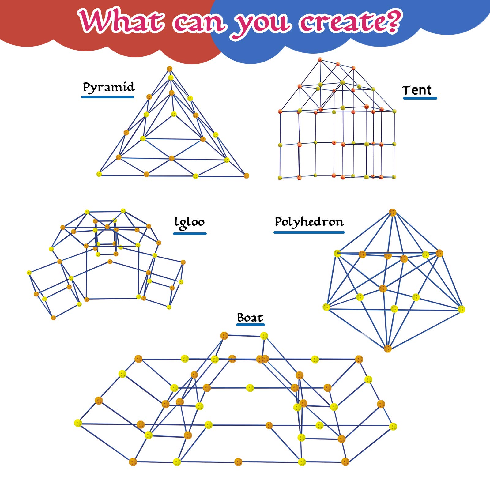 ERONE Fort Building Kit for Kids,158pcs Forts Construction Builder Gift Toys for Boys and Girls Fort Building Set Play Tent Rocket Castle Indoor Outdoor