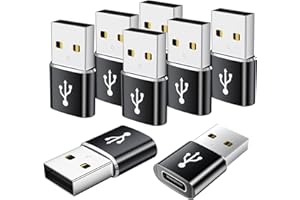 AiNEERich USB to USB C Adapter 8 Pack,USB to Type C Adapter,USBA Charger Type-C Fast Charging Cable Converter,USBC Adapters for iPhone 15 14 13,iWatch,iPad,Phones,Black