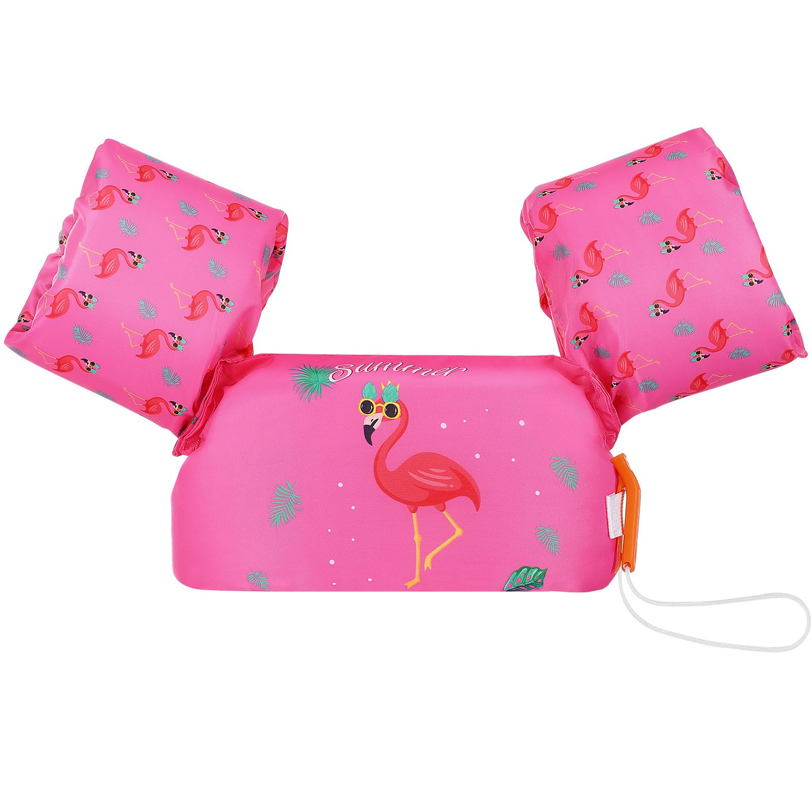 MoKo Swim Arm Band for Kids, Children Swim Vest Cute Cartoon Swimming Wings Pool Floats Sleeve Toddlers Water Device Beach Sports Learning Swim Training Equipment, Magenta & Flamingo