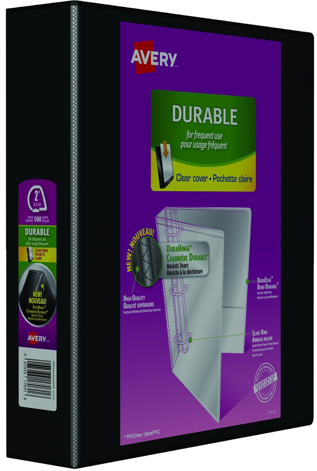 Avery Durable View 3 Ring Binder, 2 Inch, Slant D Rings, Black, 2