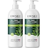 EDENIKA BOTANICALS Tea Tree Oil Body Wash, Cleanses & Relieves Itchy Skin, Soothes Jock Itch, Acne & Ringworm, Shower Gel for Dry and Sensitive Skin, Women & Men, Organic & Natural, 16 fl oz, 2-Pack