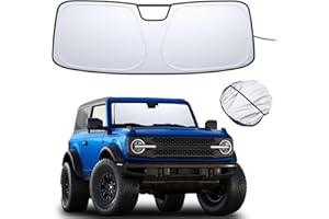 TOPINSTALL Foldable Windshield Sunshade Compatible with Ford Bronco 2/4-Door 2021-2025, Front Window Sun Protector with Storage Pouch Thicker Reflective Polyeste (Not for Sport Model)