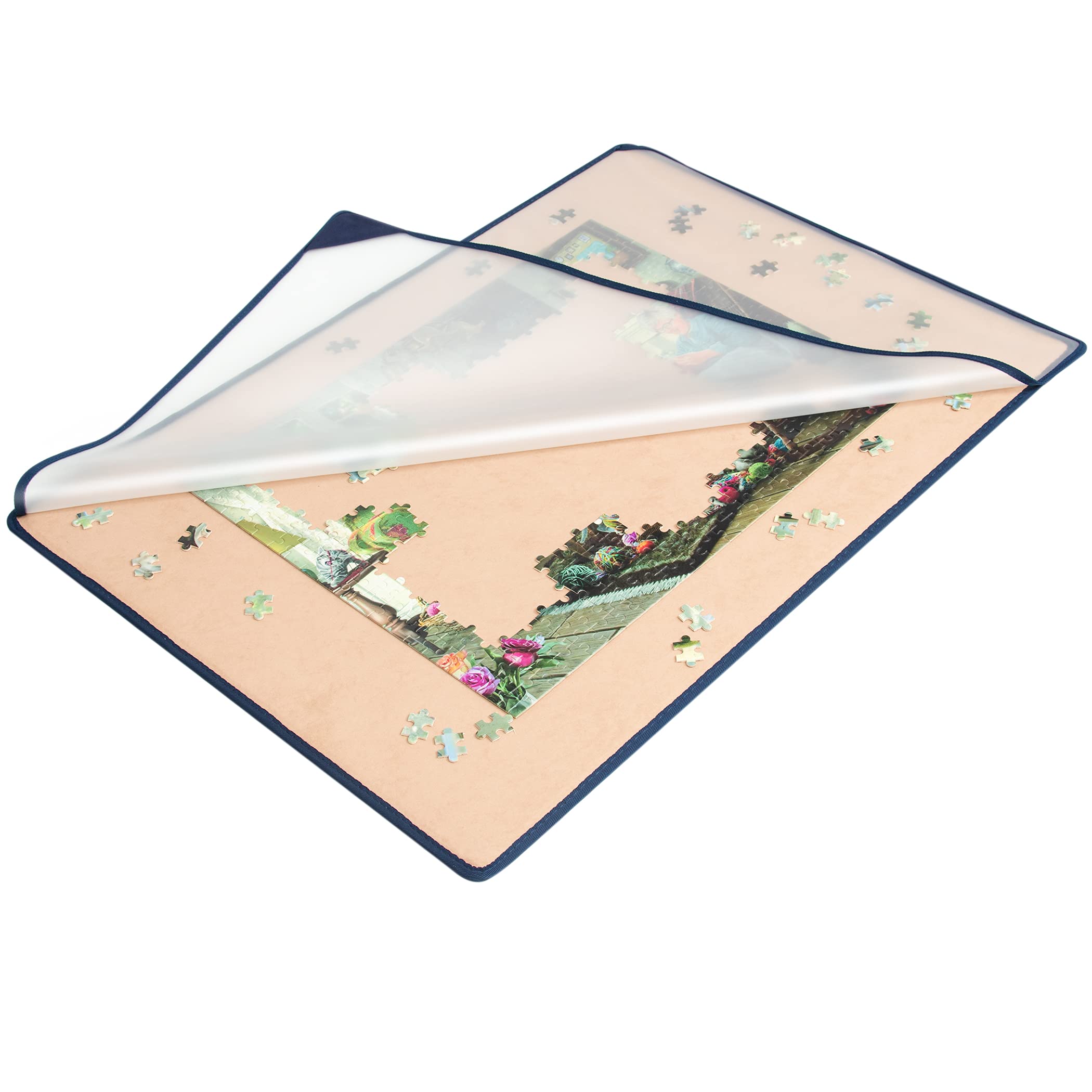 Becko US Jigsaw Puzzle Board Portable Puzzle Mat with Puzzle Dustproof Cover for Puzzle Storage Puzzle Saver, Non-Slip Surface, Up to 1000 Pieces (Khaki)