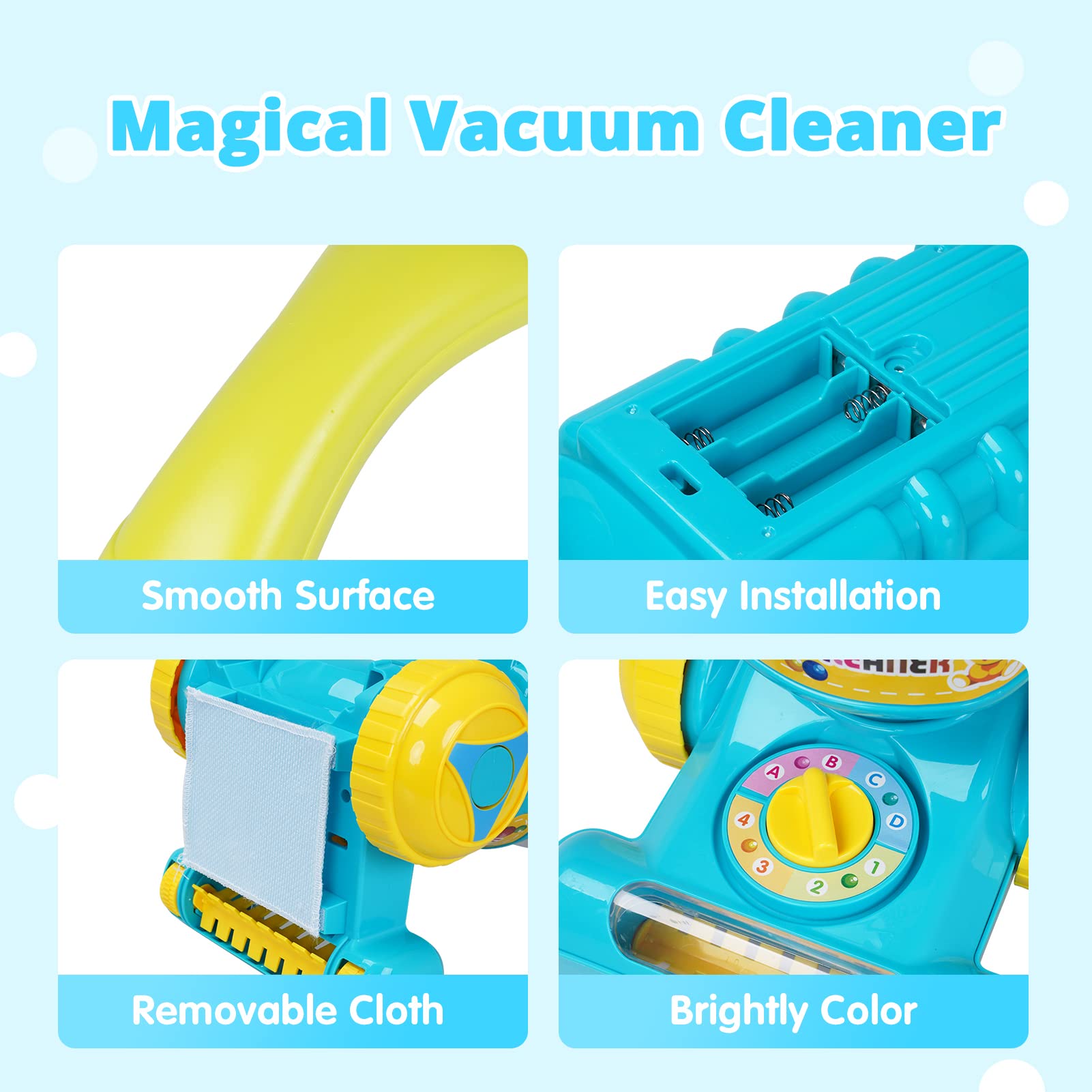 FS Kids Vacuum Cleaner Toy for Toddler with Lights & Sounds Effect & Ball-Popping Action – Pretend Play Housekeeping Toys Great Gifts for Toddlers, Boys and Girls, Ages 2 3 4 Years Old