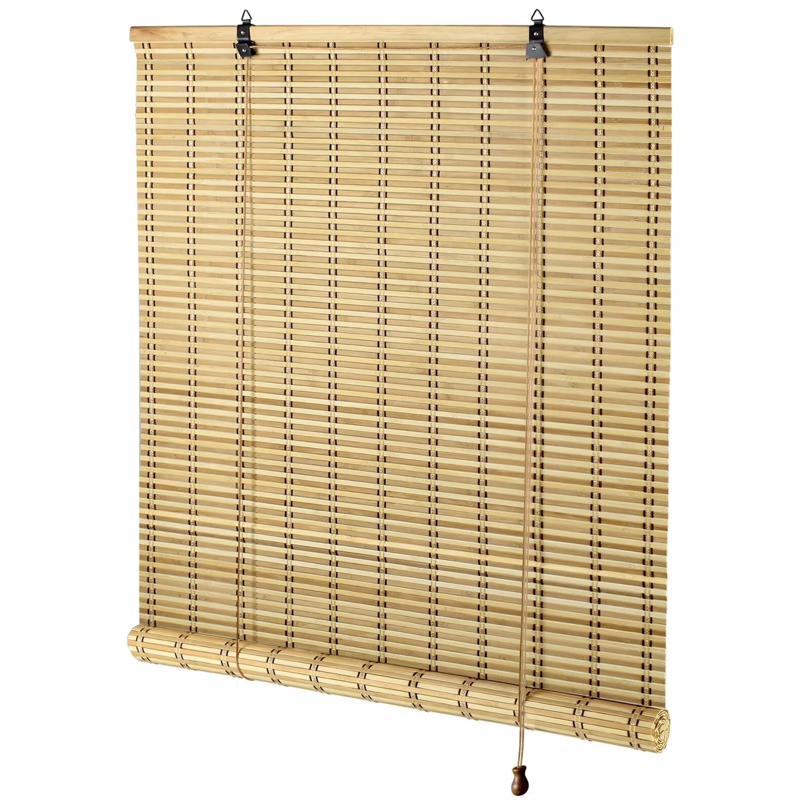Photo 1 of ***FOR PARTS ONLY/ DAMAGED *** Bamboo Blinds for Interior Windows, Easy to Install Bamboo Shades for Indoor Windows, Custom Roller Shades for Indoor Window and Outdoor Patio, 48" W x 72" H