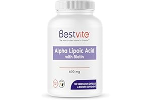 BESTVITE Alpha Lipoic Acid 600mg (per Capsule) with Biotin to Enhance Absorption (120 Vegetarian Capsules) No Fillers - No Stearates - No Flow Agents
