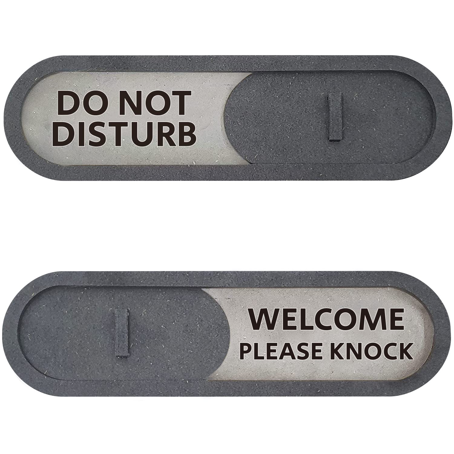 GEEKBEAR Do Not Disturb Welcome Slider Door Sign for Home Office - Premium MDF, 7.5 x 2.2 in (Gray)