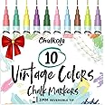 Liquid Chalk Pens for Blackboards (10 Vintage Colors) - Fine Tip Dry Erase Marker Pens for Chalkboards Signs, Windows, Bistro - 3mm Reversible Tip