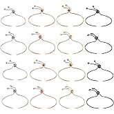 FASHEWELRY 16Pcs Adjustable Slider Bracelet with Ball Ends Slider Extender Chains with Rhinestone Ends for DIY Bracelet Jewelry Making