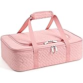 MIAOJIE Insulated Casserole Carrier - Portable Casserole Carrier for Hot or Cold Food, Lasagna Holder for Parties,Picnic,Cookouts,Traveling - Fits 9" x 13" Baking Dish (Pink)