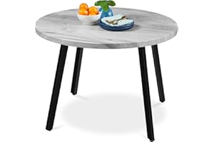 Best Choice Products Round Mid-Century Modern 35.5in Dining Table, Space-Saving Dinette for Home, Kitchen, Apartment w/Steel Legs - Gray