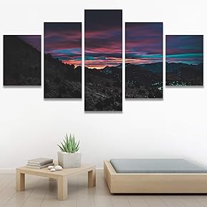 SIGNWIN 5 Panel Canvas Wall Art Landscape Mountain...