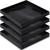 Teenyyou 4 Pcs 11 x 11 x 1 Inch Non-stick PTFE Oven Trays for Cooking | Reusable Solid Black Baking Basket, Easy to Clean Accessories, for Toaster Heating Chips Chicken, in Restaurant Kitchen