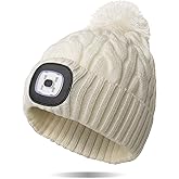 Night Scope Classic Rechargeable LED Warm Knit Beanie Head Light Hat Headlamp for Outdoor Activities
