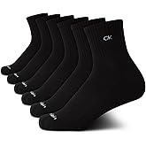 Calvin Klein Womens High Quarter Socks - 6 Pack Performance Cushioned Crew Cuffed Athletic Socks for Women with Arch Support