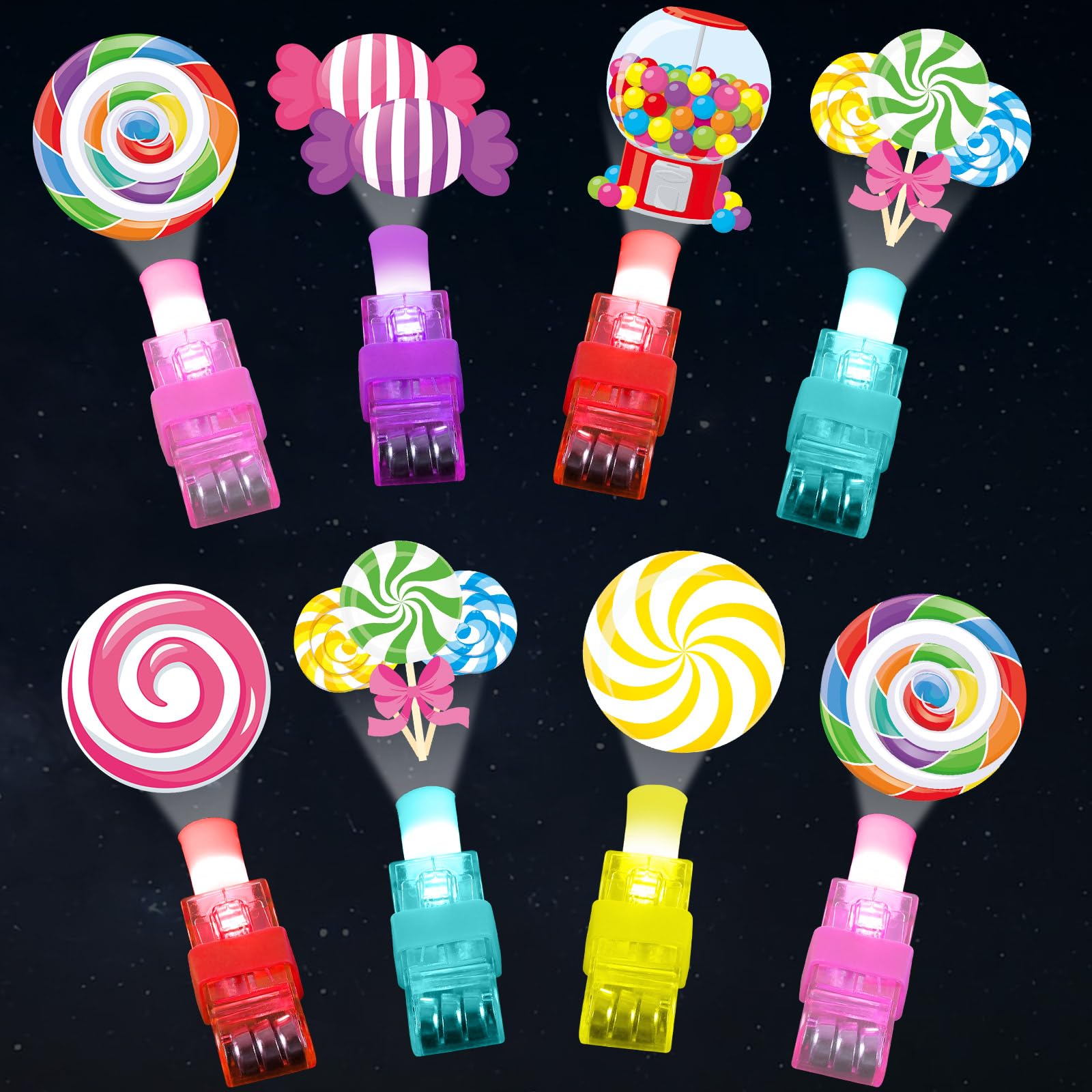 Photo 1 of 36 PCS Candy Birthday Party Favors Lollipop Candies LED Light Up Finger Lights, Glow in the Dark Gumball Machine Party Bulk for Christmas Goodie Treat Bags Stuffers Candyland Birthday Supplies