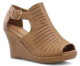 Top Moda Womens Cutout Gladiator Open Toe Wedge