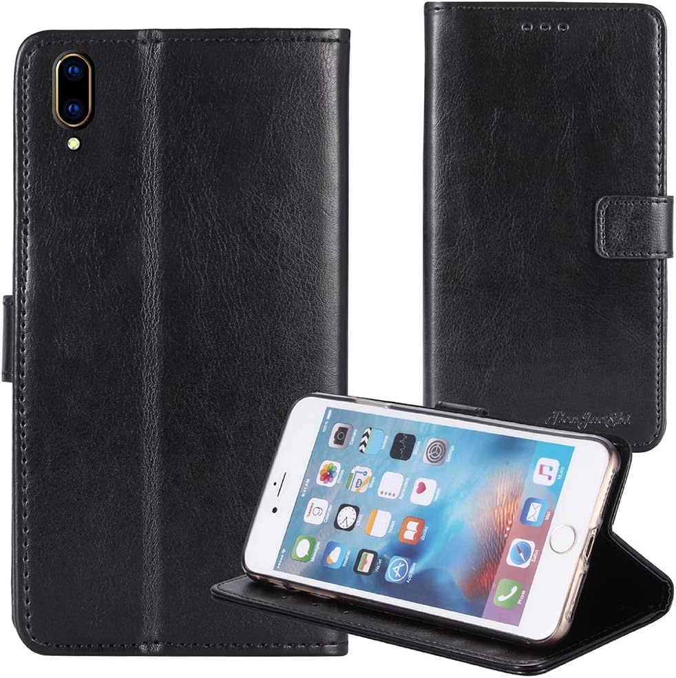 TienJueShi Black Book Stand Premium Retro Business Flip Leather Protector TPU Silicone Phone Case for vivo v11 pro 6.41 inch Cover Etui Wallet