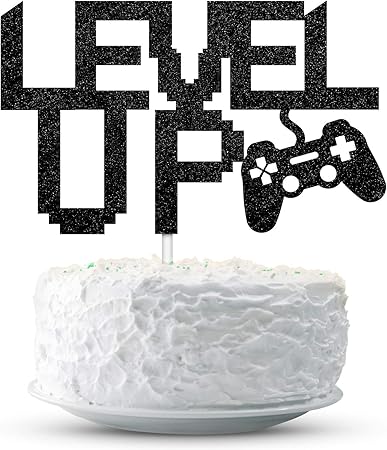 Amazon Co Jp ビデオゲーム 誕生日ケーキトッパー レベルアップ シャイニーゲーム テーマ パーティー ケーキ デコレーション 記念品 誕生日 ベビーシャワー用 おもちゃ